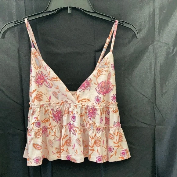 SO pink floral tiered cami boho top M XL or XXL jr - Picture 4 of 17